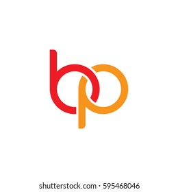 Initial letters bp, round linked chain shape lowercase logo modern design red orange