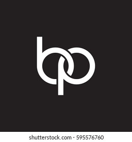 Initial letters bp, round linked chain shape lowercase logo modern design white black background