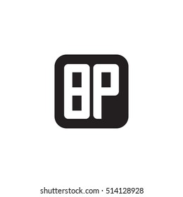 Initial letters BP rounded square shape monogram black simple logo