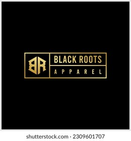 Initial letters BR negative space hexagon shape monogram logo