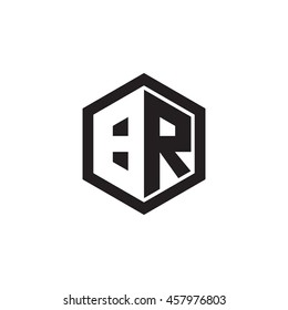 Initial letters BR negative space hexagon shape monogram logo