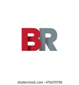 Initial letters BR overlapping fold logo red gray