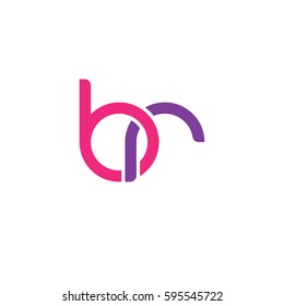 Initial letters br, round linked chain shape lowercase logo modern design pink purple