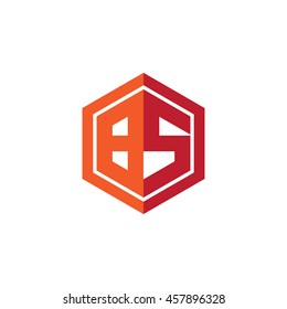Initial letters BS hexagon shape logo red orange