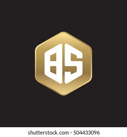 Initial letters BS rounded hexagon shape gold modern logo