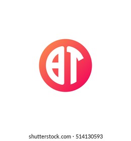 Initial letters BT circle shape red orange simple logo