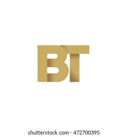 Initial letters BT overlapping fold logo brown gold