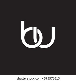 Initial letters bu, round linked chain shape lowercase logo modern design white black background