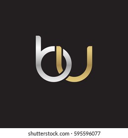 Initial letters bu, round linked chain shape lowercase logo modern design silver gold