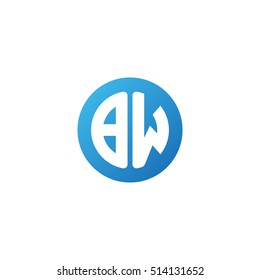 Initial letters BW circle shape blue simple logo