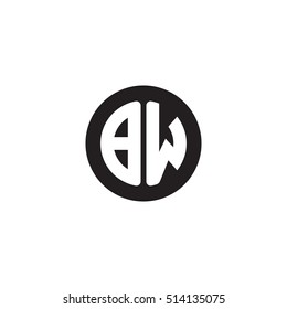 Initial letters BW circle shape monogram black simple logo