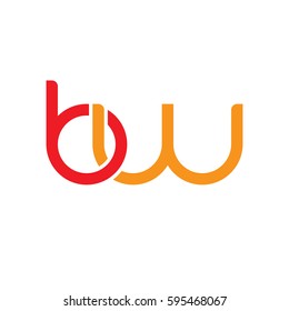 Initial letters bw, round linked chain shape lowercase logo modern design red orange