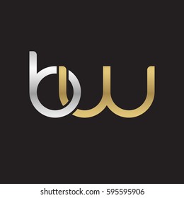 Initial letters bw, round linked chain shape lowercase logo modern design silver gold
