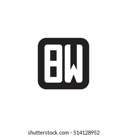 Initial letters BW rounded square shape monogram black simple logo