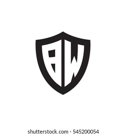 Initial letters BW shield shape black monogram logo