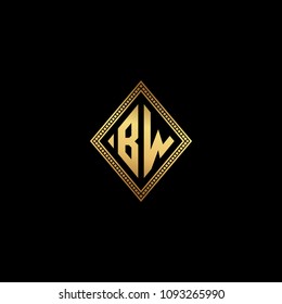 Initial letters BW WB diamond shape monogram logo