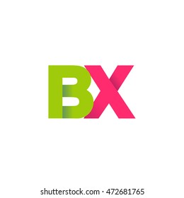 Initial letters BX overlapping fold logo green magenta