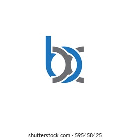 Initial letters bx, round linked chain shape lowercase logo modern design blue gray