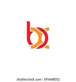 Initial letters bx, round linked chain shape lowercase logo modern design red orange