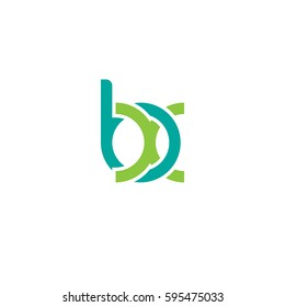 Initial letters bx, round linked chain shape lowercase logo modern design modern green