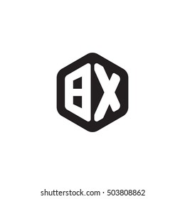 Initial letters BX rounded hexagon shape monogram black simple modern logo