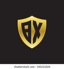 Initial letters BX shield shape gold logo