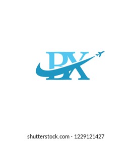 Initial Letters BX Travel Logo Design with Aircraft Airplane and Swoosh Icon