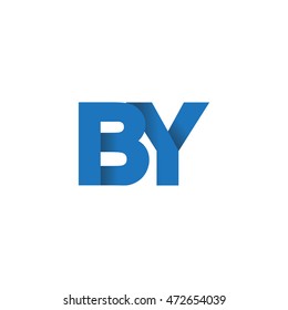 Initial letters BY overlapping fold logo blue