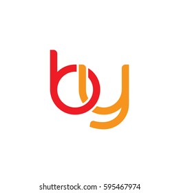 Initial letters by, round linked chain shape lowercase logo modern design red orange