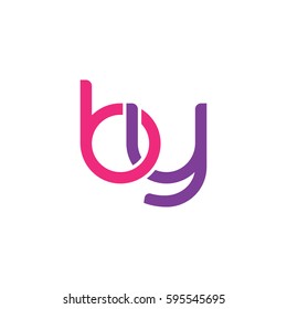 Initial letters by, round linked chain shape lowercase logo modern design pink purple