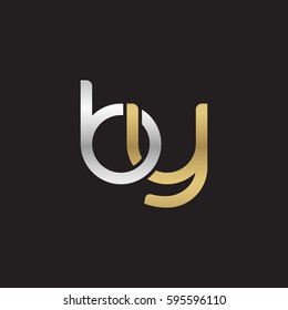 Initial letters by, round linked chain shape lowercase logo modern design silver gold