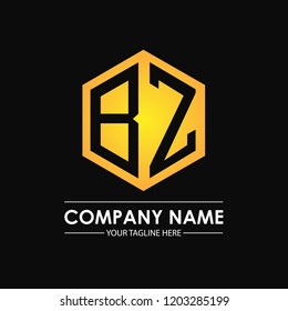 Initial letters BZ hexagon shape logo design black gold