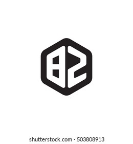 Initial letters BZ rounded hexagon shape monogram black simple modern logo