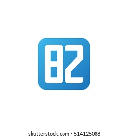 Initial letters BZ rounded square shape blue simple logo