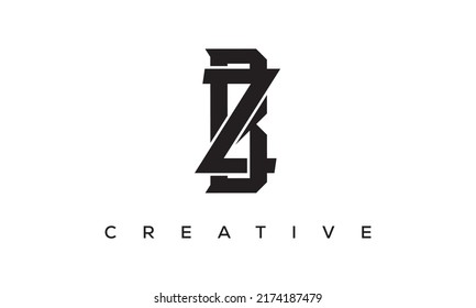 Initial letters BZ, ZB Monogram logo design with Creative Style alphabet symbol. BZ, ZB Spiral letters Universal elegant vector emblem, logotype. Graphic alphabet symbol for corporate identity