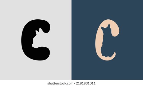 Paquete de diseño de logotipo para gatos de letras iniciales C. Será adecuado para qué empresa o nombre de marca inician esas iniciales.