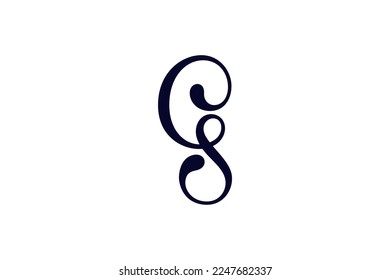 Initial letters C and S, CS, SC, letter logo, monogram line art style, dark blue color on white background
