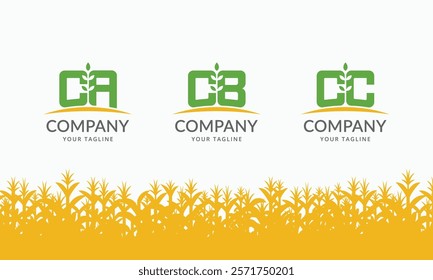 Initial letters of CA, CB, and CC with plant grow logo design concept. Agriculture farm industry logo design concept vector illustration