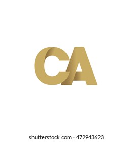 Initial letters CA overlapping fold logo brown gold