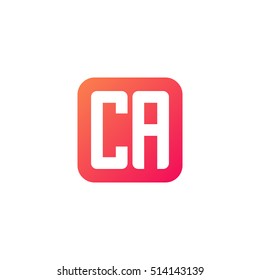 Initial letters CA rounded square shape red orange simple logo