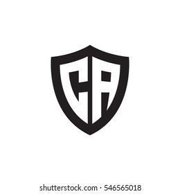 Initial letters CA shield shape black monogram logo