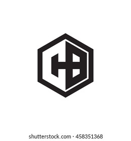 Initial letters CB negative space hexagon shape monogram logo