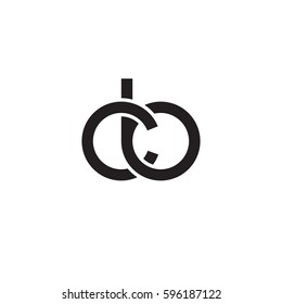 Initial letters cb, round linked chain shape lowercase logo modern design monogram black