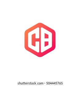 Initial letters CB rounded hexagon shape red orange simple modern logo