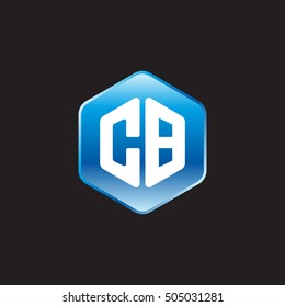 Initial letters CB rounded hexagon shape blue modern logo
