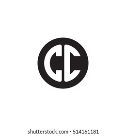 Initial letters CC circle shape monogram black simple logo