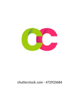 Initial letters CC overlapping fold logo green magenta