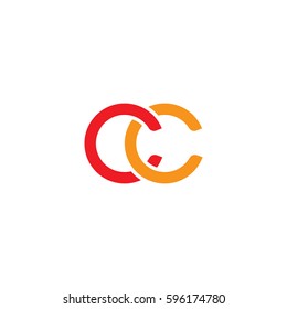 Initial letters cc, round linked chain shape lowercase logo modern design red orange