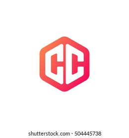 Initial letters CC rounded hexagon shape red orange simple modern logo