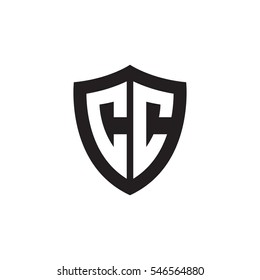 Initial letters CC shield shape black monogram logo